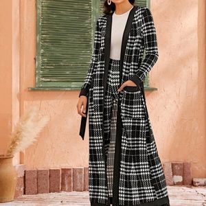 Pocket Detailed Plaid Belted Coat & Pant Set